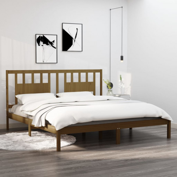 Estructura de cama madera maciza marrón miel 180x200 cm D