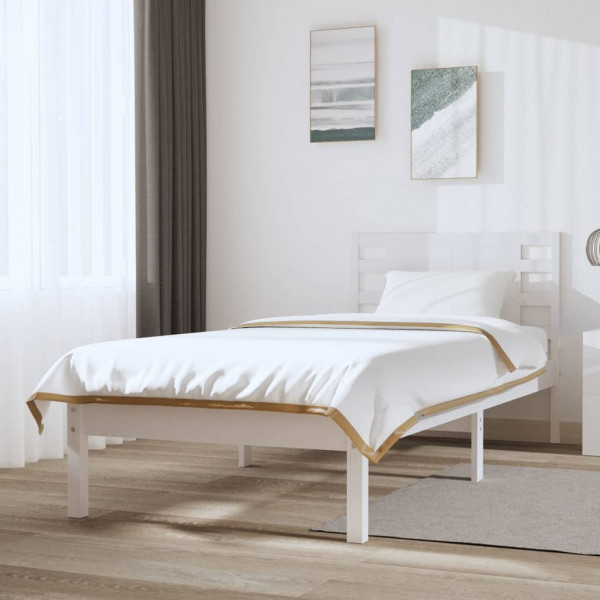 Estrutura de cama madeira maciça de pinho branco 90x200 cm D