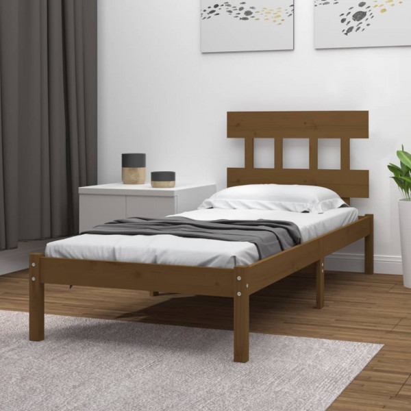 Estructura de cama madera maciza marrón miel 100x200 cm D