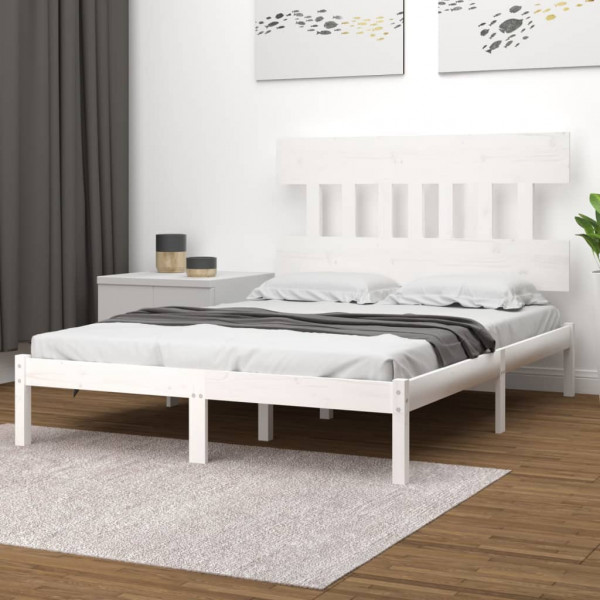 Estructura de cama madera maciza blanca 120x200 cm D