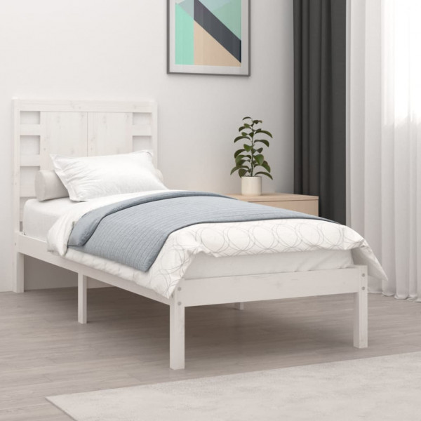 Estructura de cama madera maciza blanco 75x190 cm D