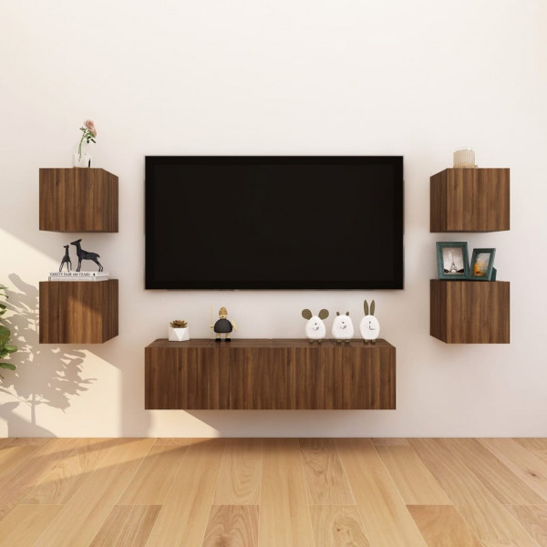 Móveis de parede para TV 8 unidades carvalho marrom 30,5x30x30 cm D