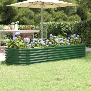 Jardinera arriate acero recubrimiento polvo verde 224x80x36 cm D