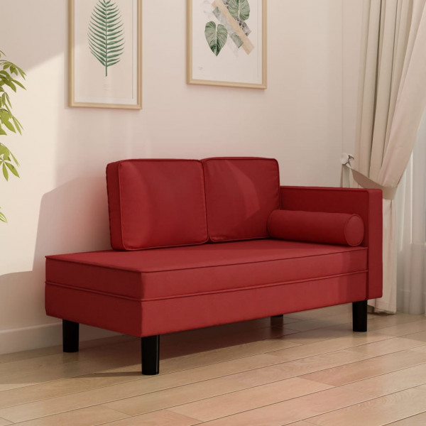 Almofadas para sofá-divã e almofada de cabeça em couro sintético vermelho D
