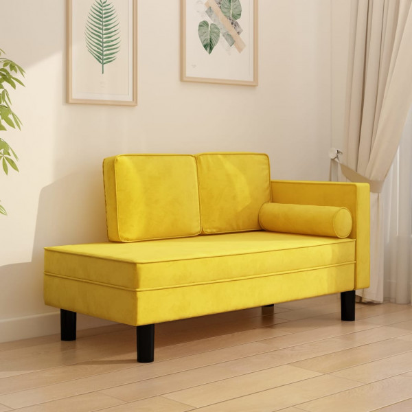 Sofá sofá com almofadas e almofada de cabeça veludo amarelo D