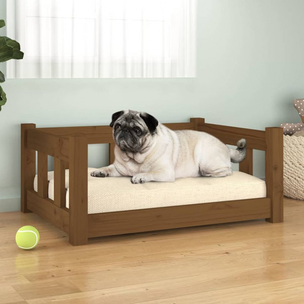 Cama de cachorro para madeira marrom de madeira maciça 65,5x50.5x28 cm D