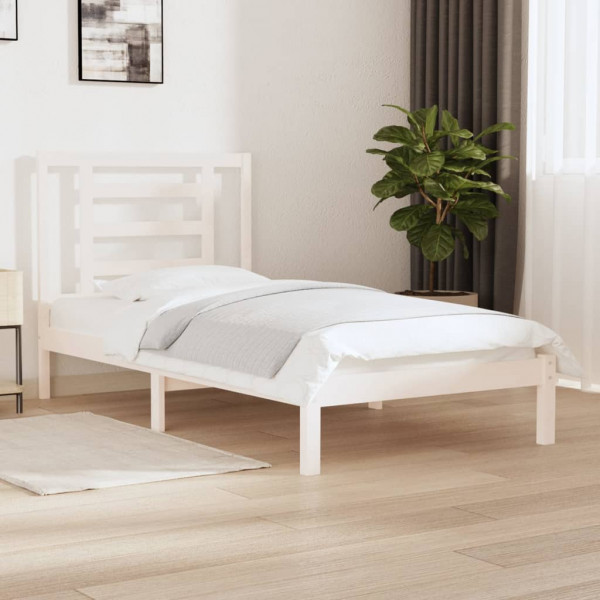 Estrutura de cama individual em madeira maciça de pinho branco 90x190 cm D