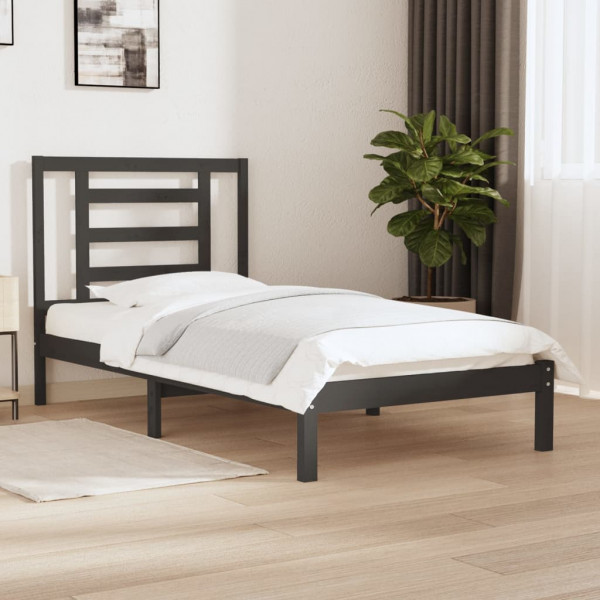 Estrutura de cama madeira maciça de pinho cinza 90x200 cm D