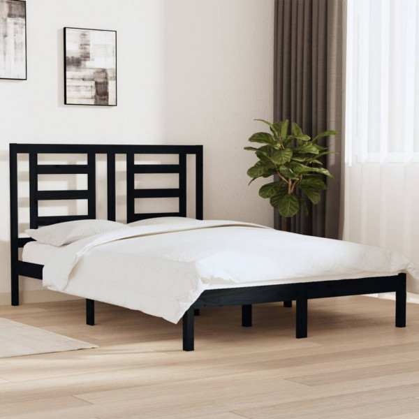 Estrutura de cama de madeira maciça de pinho preto 140x200 cm D