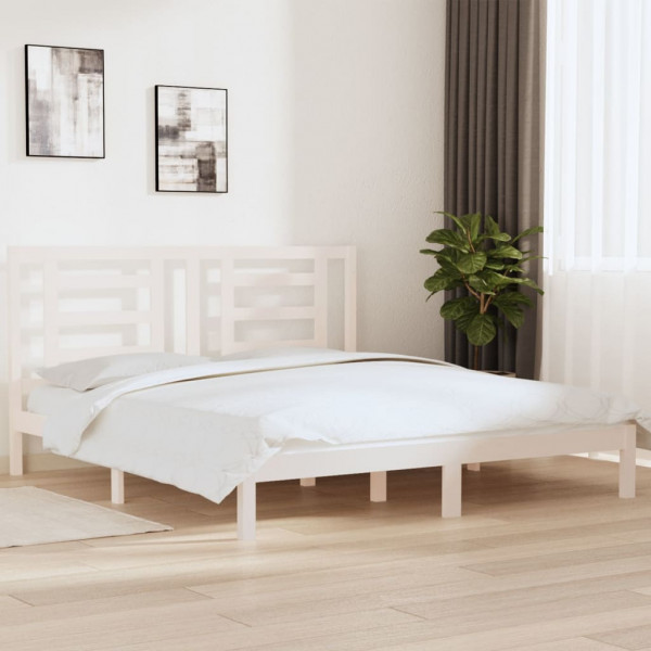 Estrutura de cama super king em madeira maciça branca 180x200 cm D