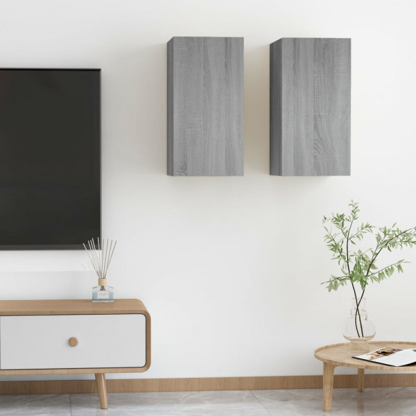 Mueble para TV 2 uds contrachapado gris Sonoma 30.5x30x60 cm D