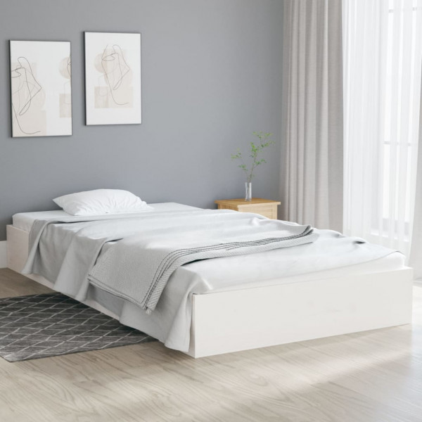 Estructura de cama madera maciza blanca 90x200 cm D