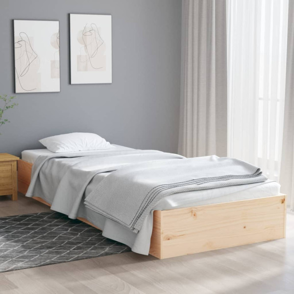 Estructura de cama individual madera maciza 90x190 cm D