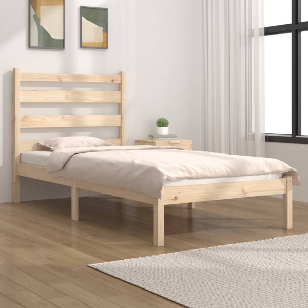 Estructura de cama de madera maciza de pino 75x190 cm D