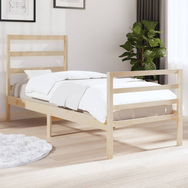 Estructura de cama de madera maciza de pino 75x190 cm D