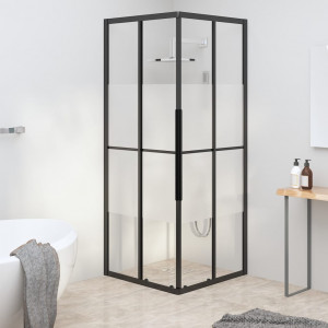 Cabine de duche ESG semi-fosa preta 70x70x180 cm D