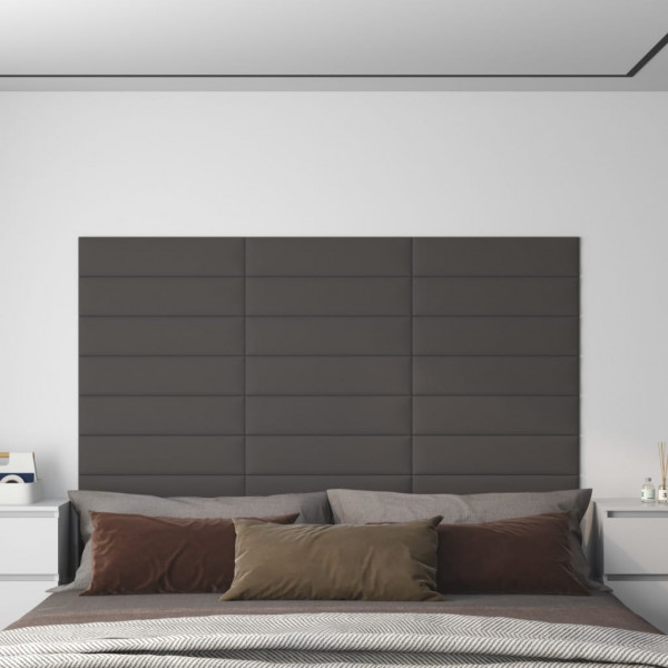 Paneles de pared 12 uds tela gris oscuro 60x15 cm 1.08 m² D