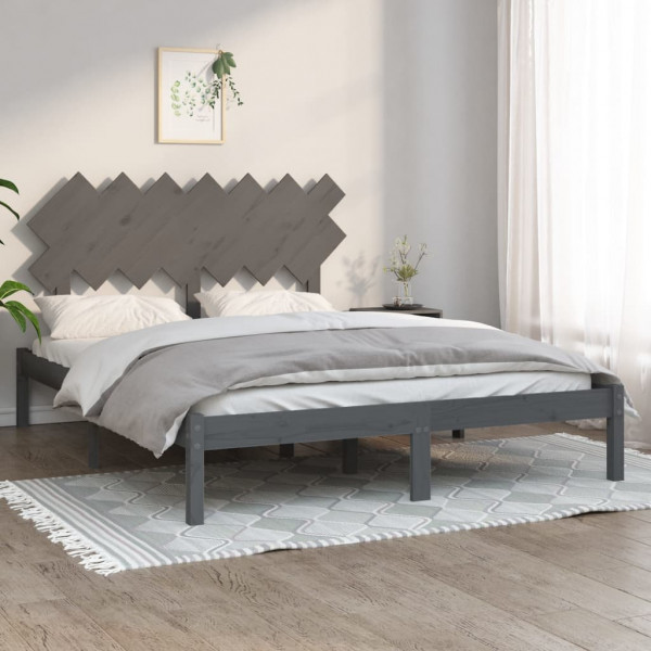 Estructura de cama madera maciza gris king size 150x200 cm D