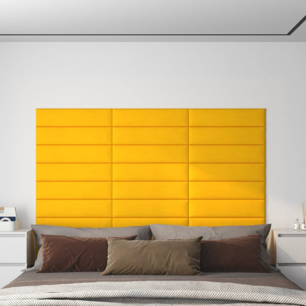 Painéis de parede 12 x veludo amarelo 60x15 cm 1,08 m2 D