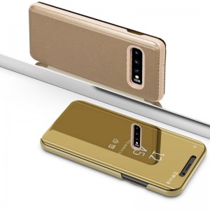 Fundação COOL Capa de Flip para Samsung G973 Galaxy S10 Clear View Golden D