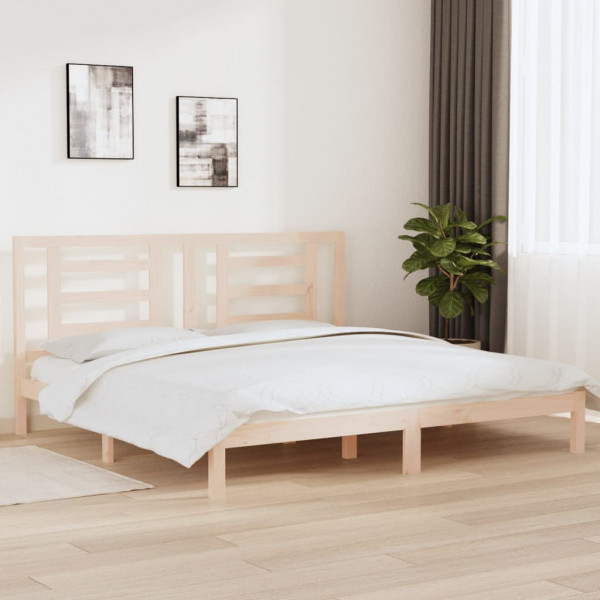 Estructura de cama de madera maciza de pino 200x200 cm D