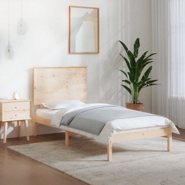 Estructura de cama madera maciza 90x190 cm D