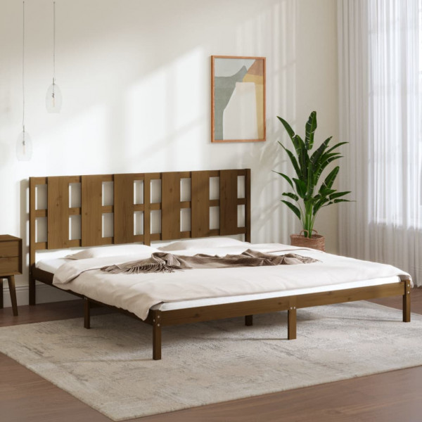 Estructura cama madera maciza marrón miel super king 180x200 cm Estructura cama madera maciza marrón miel super king 180x200 cm D