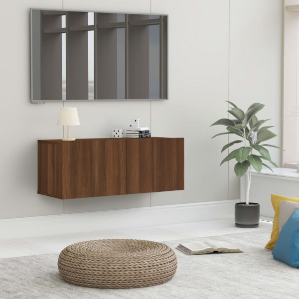 Mueble para TV madera contrachapada roble marrón 80x30x30 cm D