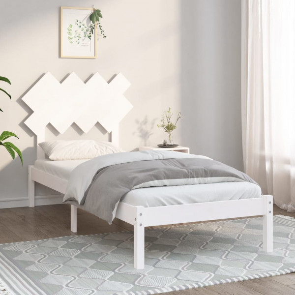 Estructura de cama de madera maciza blanca 90x190 cm D