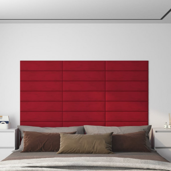 Painéis de parede 12 centímetros veludo vermelho vermelho 60x15 cm 1,08 m2 D