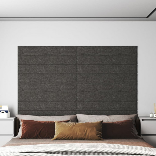 Paneles de pared 12 uds tela gris oscuro 90x15 cm 1.62 m² D