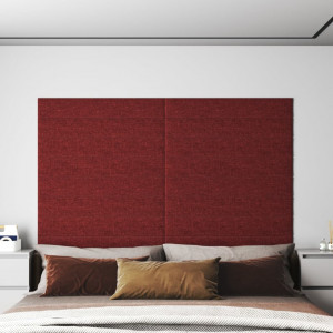 Paneles de pared 12 uds tela rojo tinto 90x15 cm 1.62 m² D