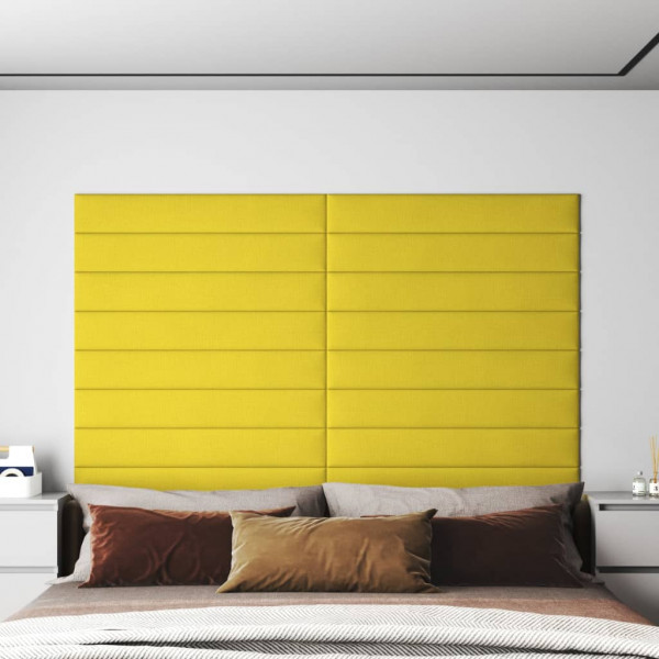 Painéis de parede 12 t tecido amarelo claro 90x15 cm 1,62 m2 D