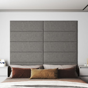 Paneles de pared 12 uds tela gris claro 90x30 cm 3.24 m² D