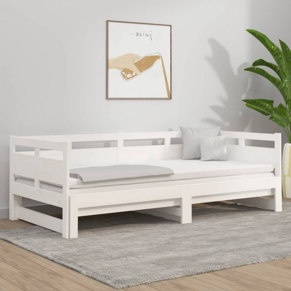 Sofá-cama removível em madeira maciça de pinho branco 2x(90x200) cm D