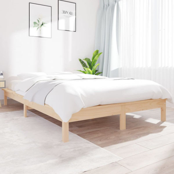 Estructura cama madera maciza pino blanco king size 150x200 cm
