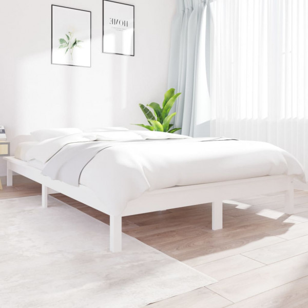 Estructura de cama de madera maciza de pino blanco 200x200 cm D
