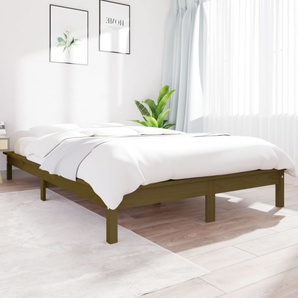 Estrutura da cama madeira maciça de pinho marrom mel 200x200 cm D