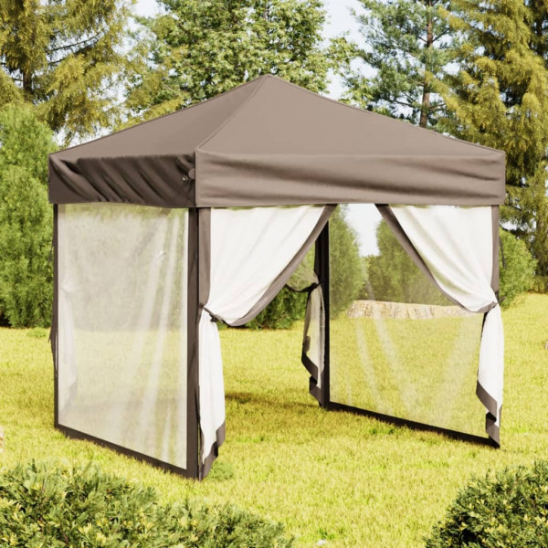 Carpa para fiestas plegable con paredes gris taupé 2x2 m D