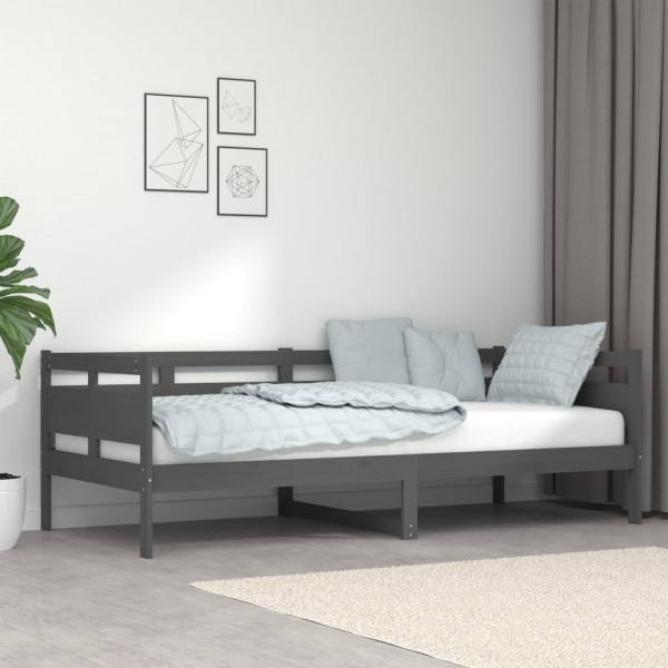 Sofá cama de madera maciza de pino gris 90x200 cm D