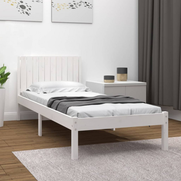 Estructura de cama madera maciza de pino blanco 100x200 cm D