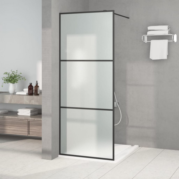 Mampara de ducha vidrio ESG esmerilado negro 80x195 cm D