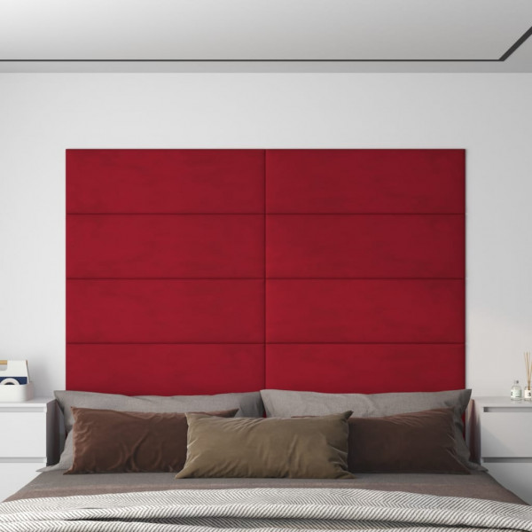 Paneles de pared 12 uds terciopelo rojo tinto 90x30 cm 3.24 m² D