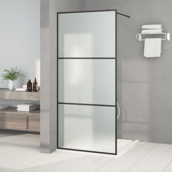 Mampara de ducha vidrio ESG esmerilado negro 90x195 cm D