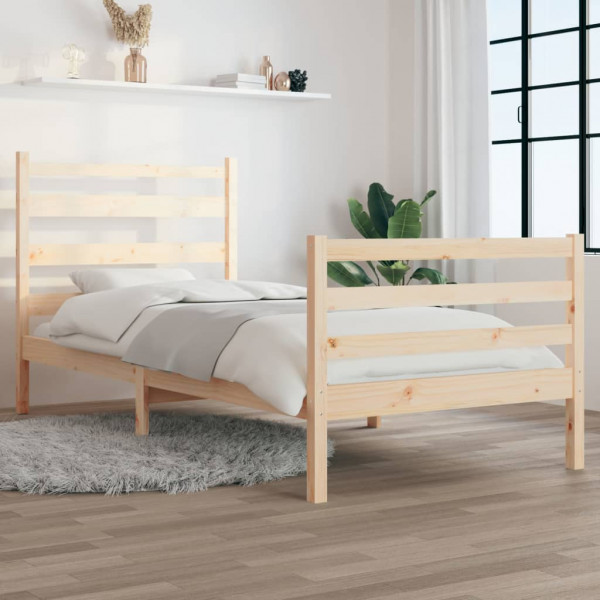 Estrutura de cama de madeira maciça de pinho 90x200 cm D