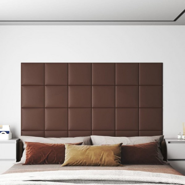 Painéis de parede 12 cm de couro sintético marrom 30 x 30 cm 1,08 m2 D