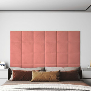 Paneles de pared 12 uds terciopelo rosa 30x30 cm 1.08 m² D