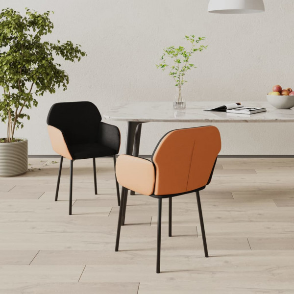 Cadeiras de jantar 2 unidades de couro sintético e tecido preto D