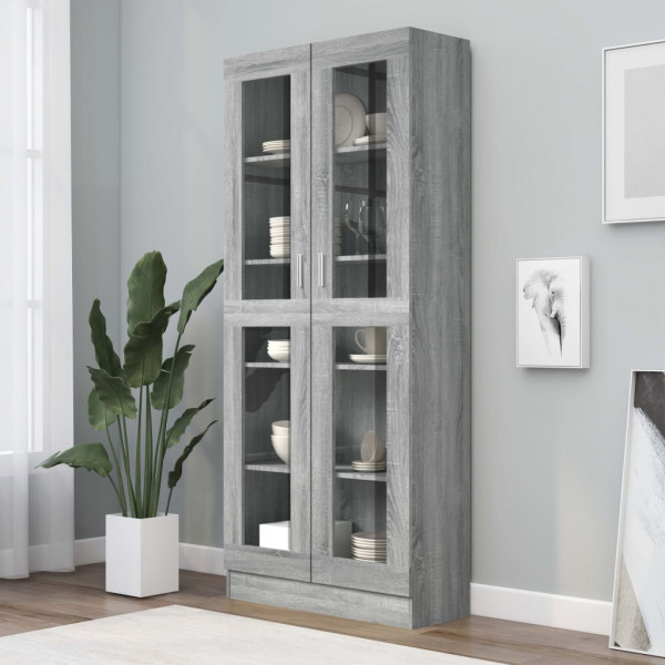 Vitrina de madera contrachapada gris sonoma 82.5x30.5x185.5 cm D