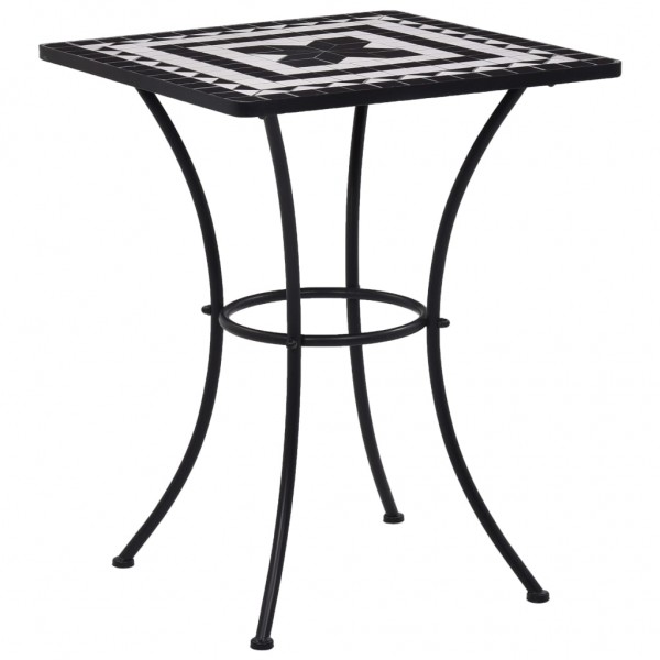 Mesa de jantar de mosaico cerâmico preto e branco 60 cm D